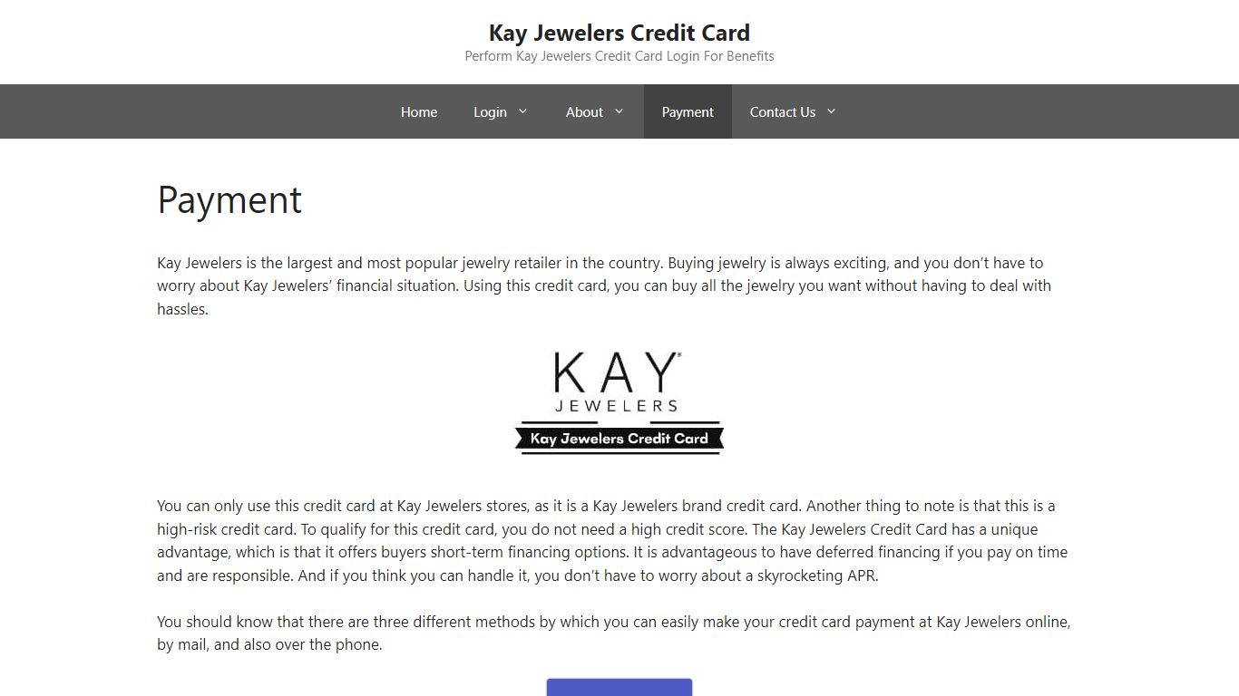 Payment - Kay Jewelers Credit Card